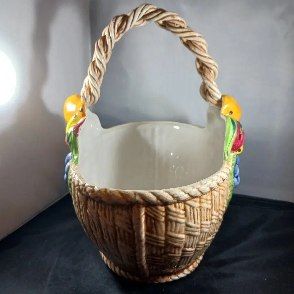 Vintage Italian Bassano Porcelain Fruit Basket Mojalica Style MCM